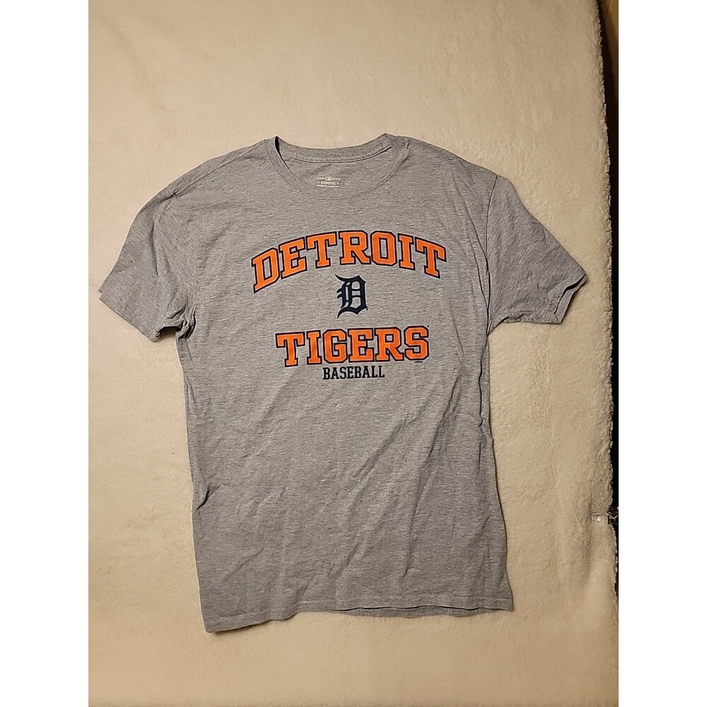 Detroit Tigers MLB Majestic Classic Grey Detroit Tigers est. 1901 Large T-Shirt